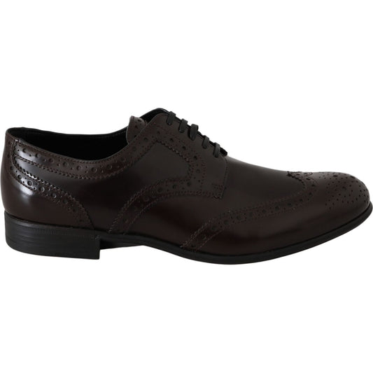 Dolce & Gabbana Elegant Brown Leather Oxford Flats Dolce & Gabbana