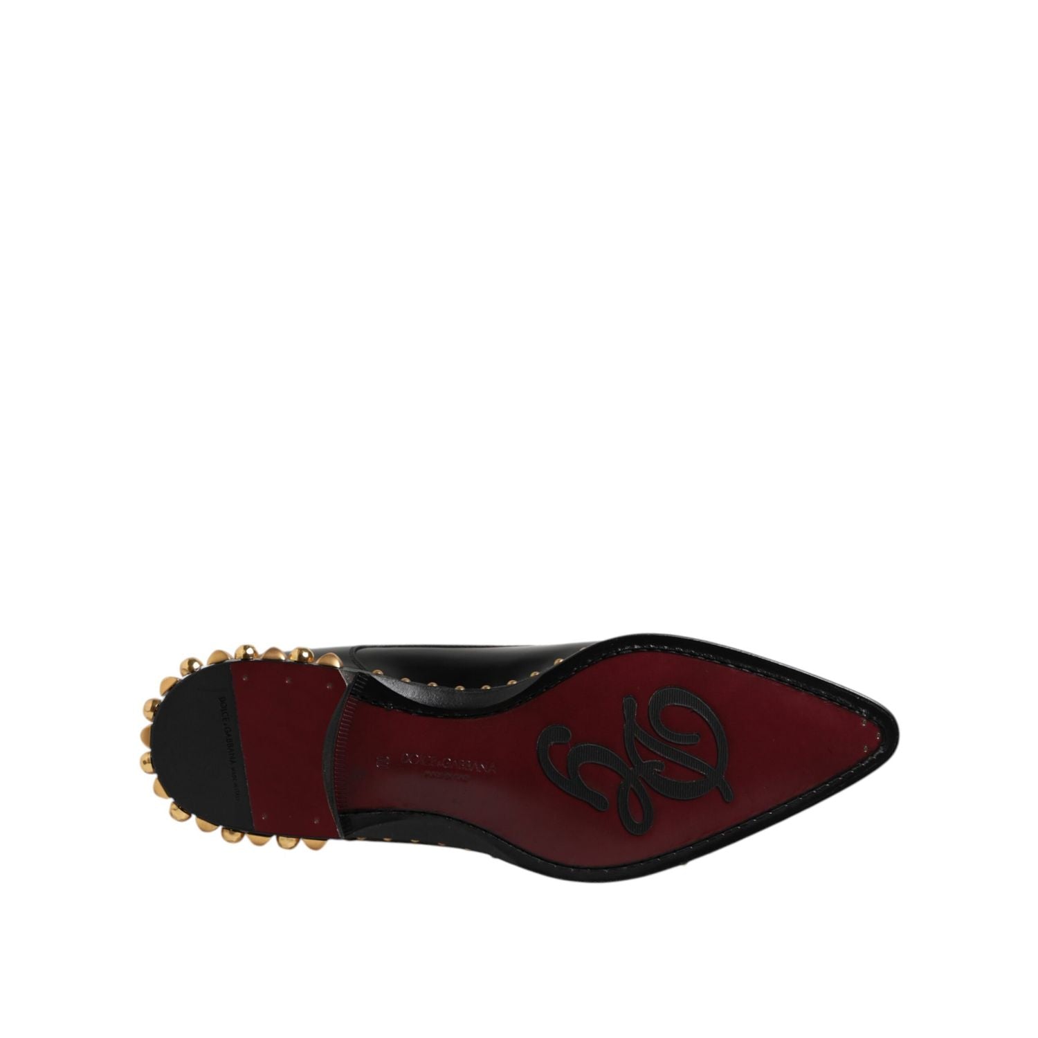 Dolce & Gabbana Black Leather Studded Derby Men Dress Shoes
