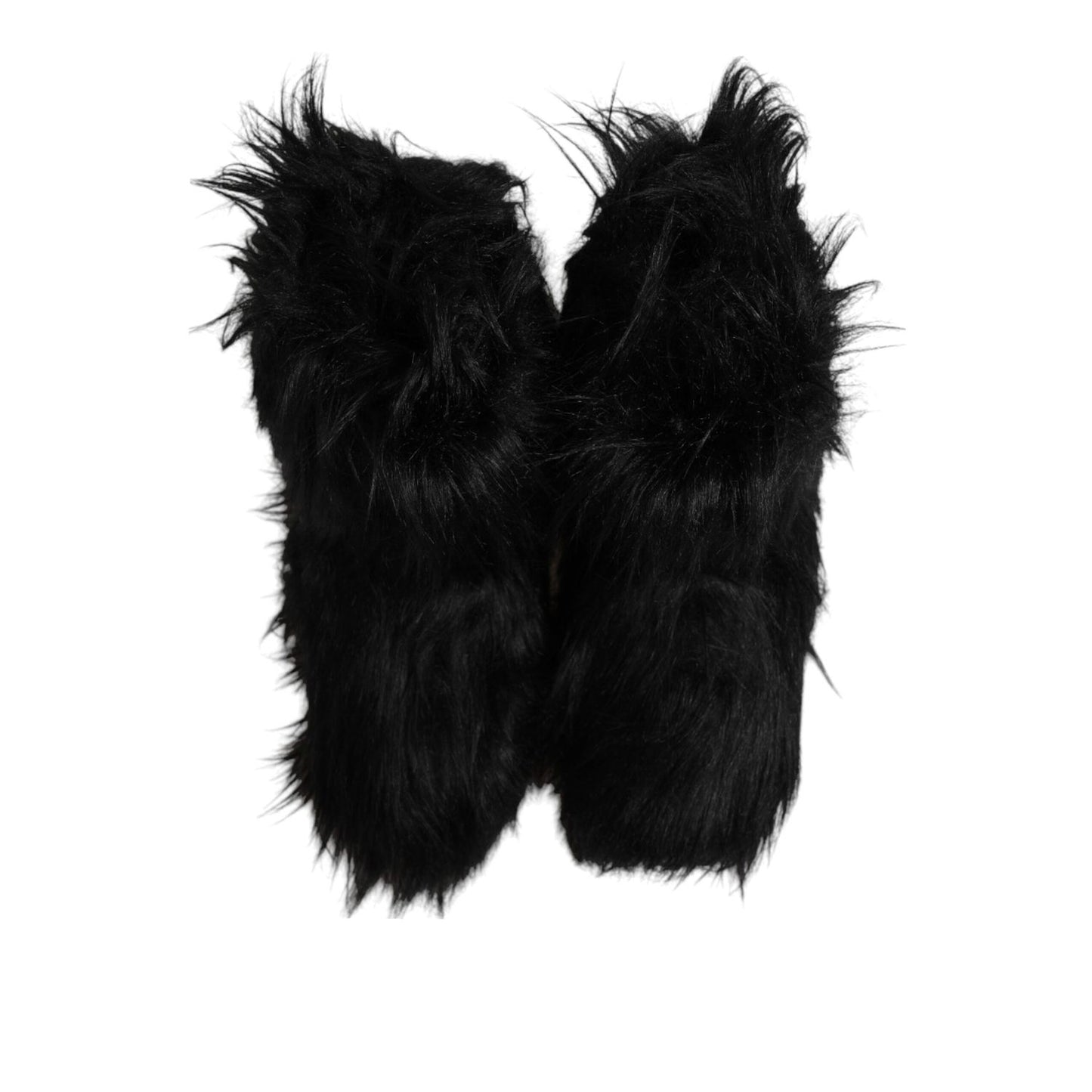 Dolce & Gabbana Black Faux Fur Mid Calf Boots Shoes