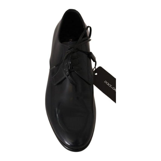 Dolce & Gabbana Elegant Dark Blue Leather Derby Shoes Dolce & Gabbana