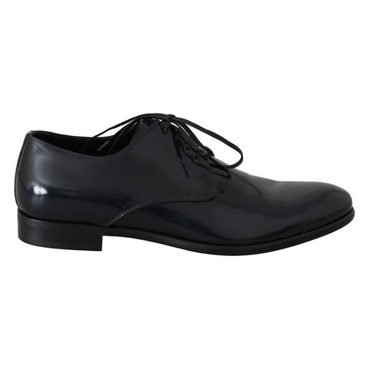 Dolce & Gabbana Elegant Dark Blue Leather Derby Shoes Dolce & Gabbana