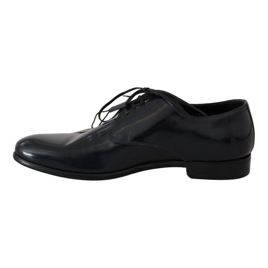 Dolce & Gabbana Elegant Dark Blue Leather Derby Shoes Dolce & Gabbana