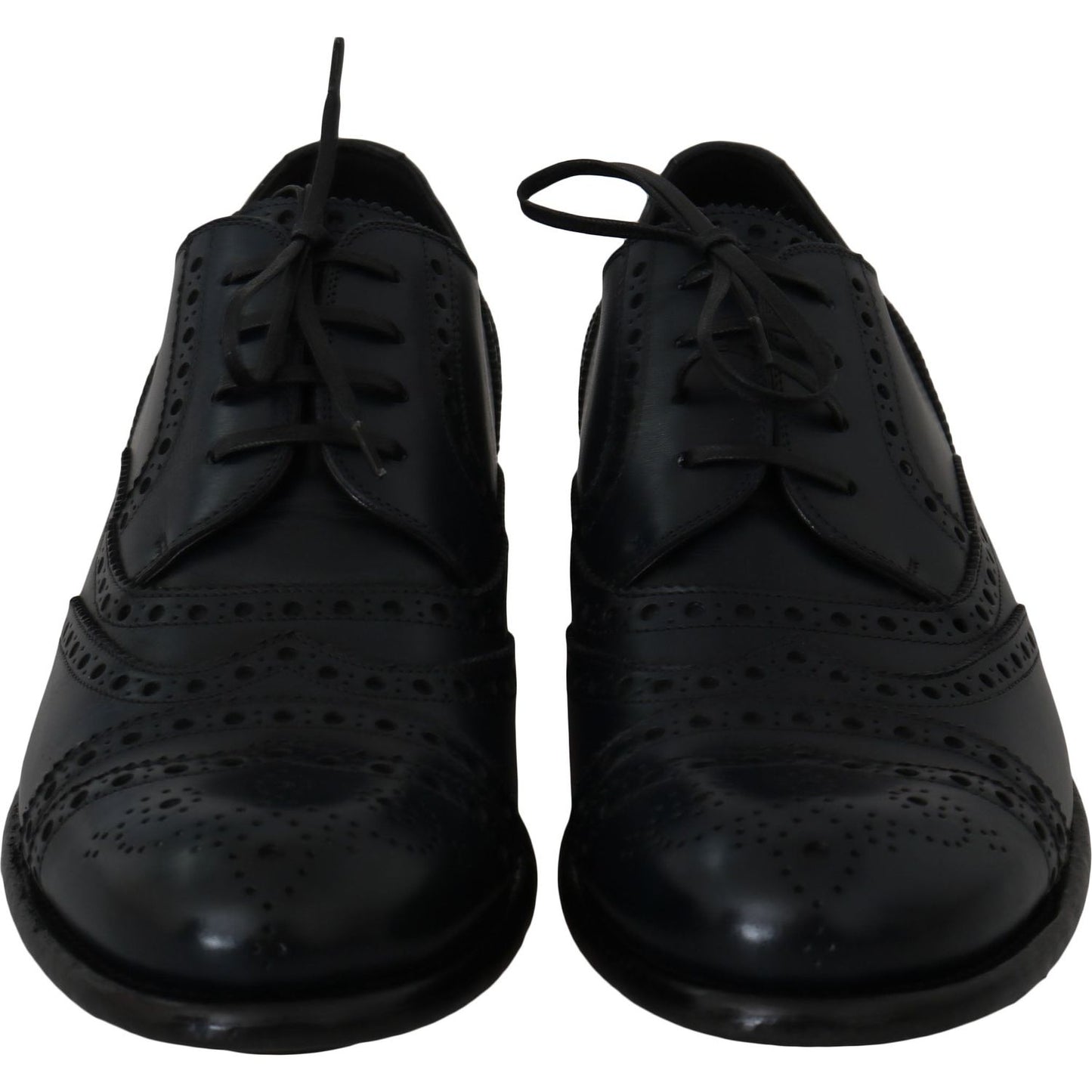 Dolce & Gabbana Elegant Blue Leather Wingtip Derby Shoes Dolce & Gabbana