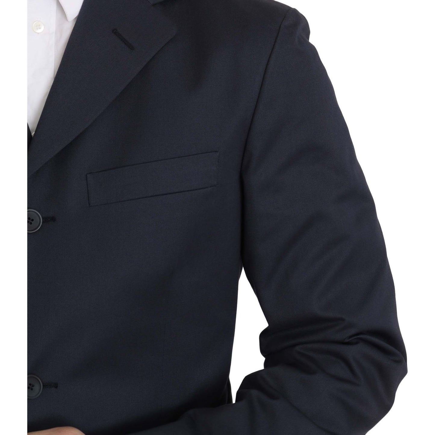 Romeo Gigli Two Piece 3 Button Cotton Blue Solid Suit Suit