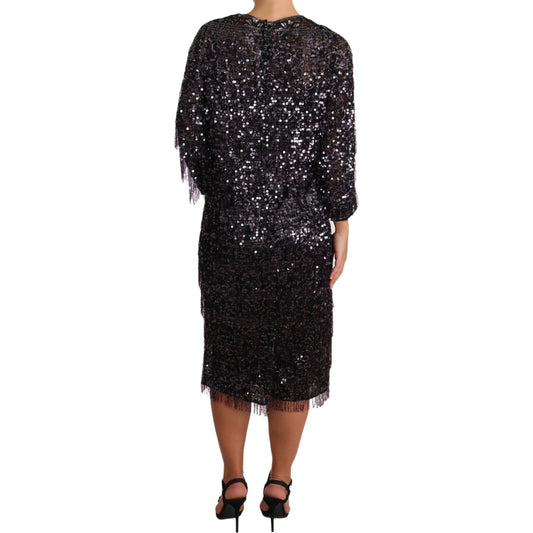 Dolce & Gabbana Sequined Shift Midi Dress – Timeless Elegance Dolce & Gabbana