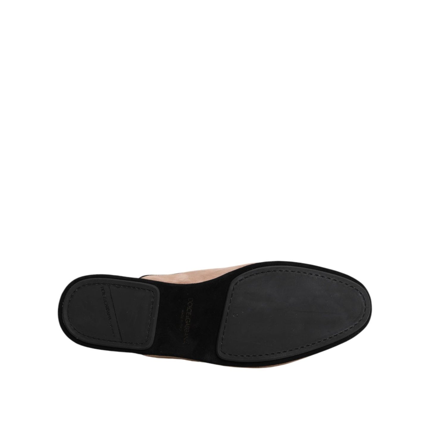 Dolce & Gabbana Beige Capra Suede Slides Flat Slipper Shoes