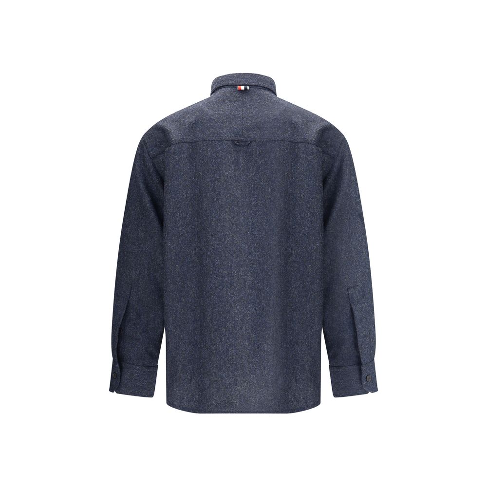 Thom Browne Blue Wool Dress Shirt