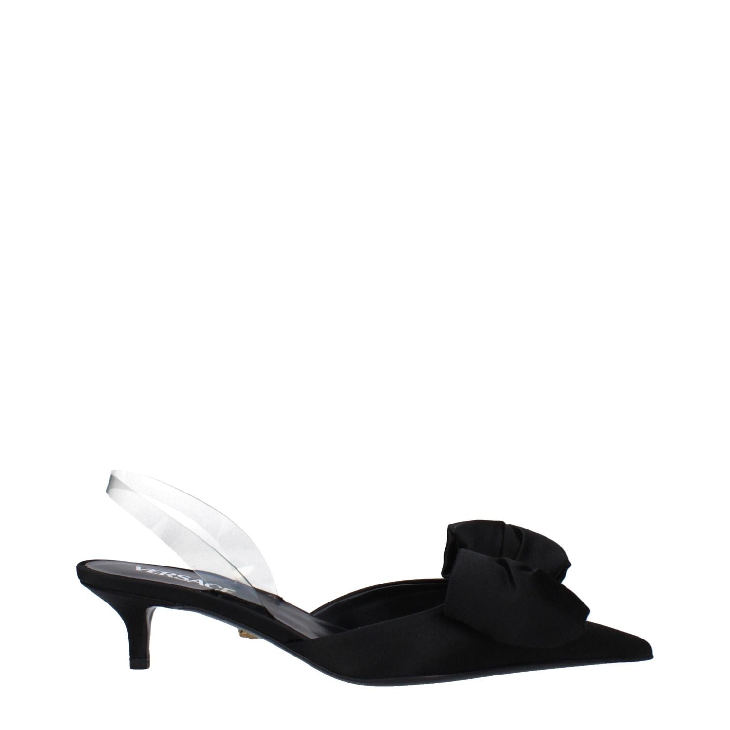 Versace Black Satin Flat Sandals