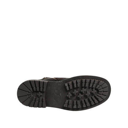 Dolce & Gabbana Dark Brown Leather Lace Up Mid Calf Boots Shoes