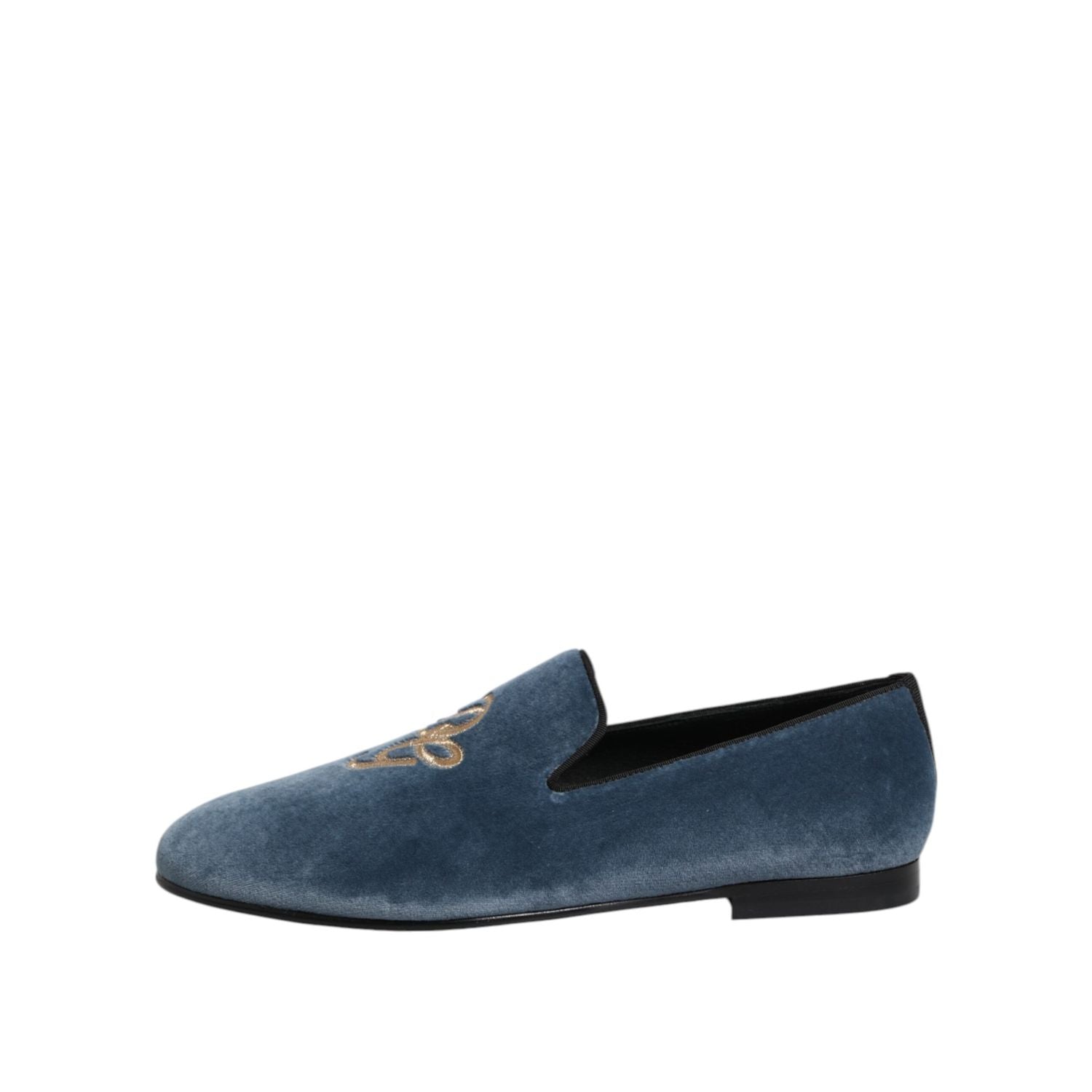 Dolce & Gabbana Blue Velvet DG Logo Loafers Formal Shoes