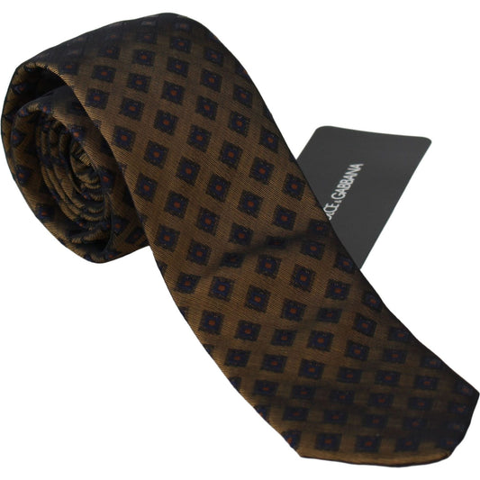 Dolce & Gabbana Elegant Brown Patterned Silk Blend Necktie Necktie Dolce & Gabbana