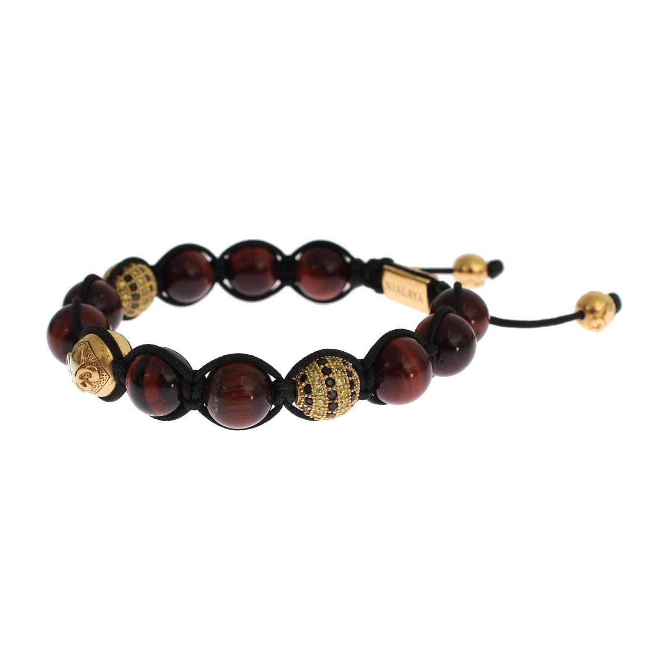 Nialaya Radiant Red Tiger Eye & CZ Gold Bracelet Bracelet Nialaya