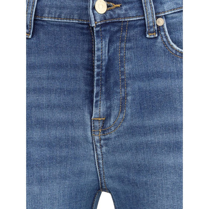 7FOR Blue Cotton Flared Jeans