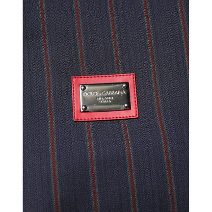 Dolce & Gabbana Blue Red Striped Logo Plaque Full Zip Jacket