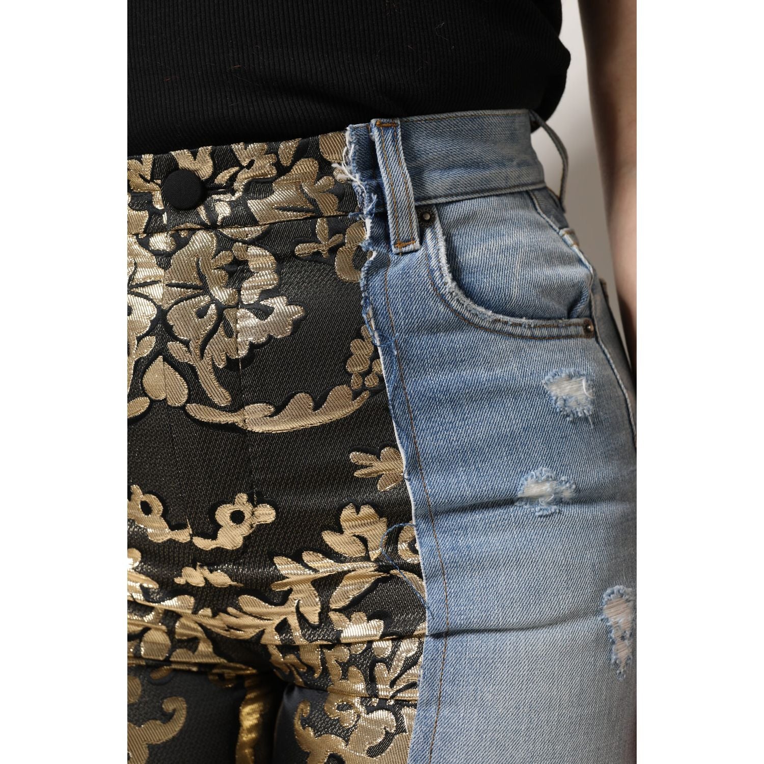 Dolce & Gabbana Multicolor Patchwork Tapered Denim Jeans