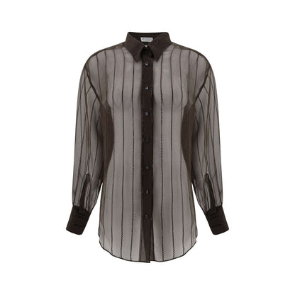 Brunello Cucinelli Brown Silk Blouse