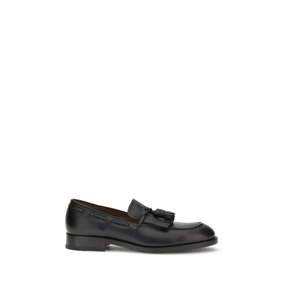 Fratelli Rossetti Black Calf Leather Bos Taurus Slip-On Loafers
