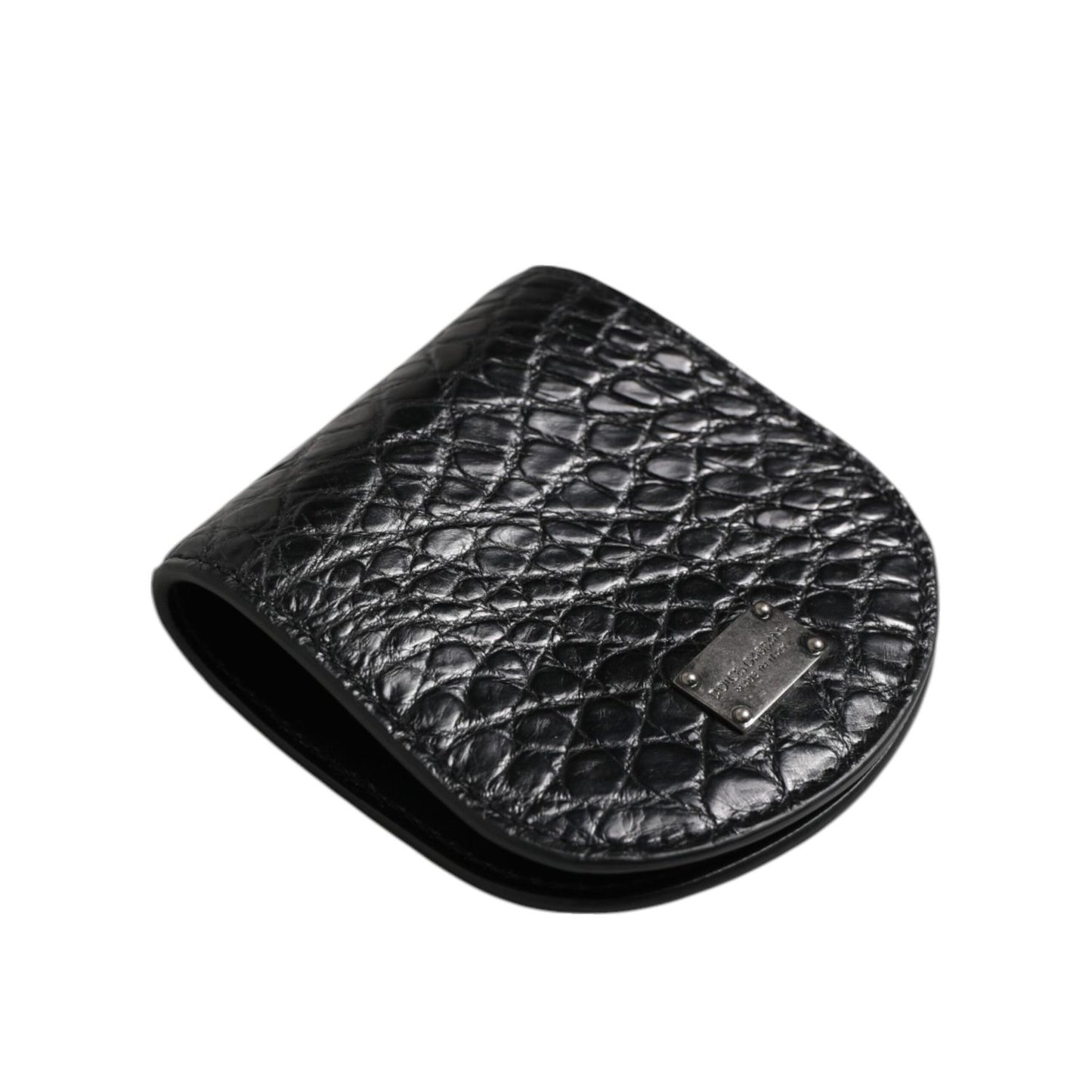 Dolce & Gabbana Black Exotic Skin Coin Condom Case Holder Pocket Wallet
