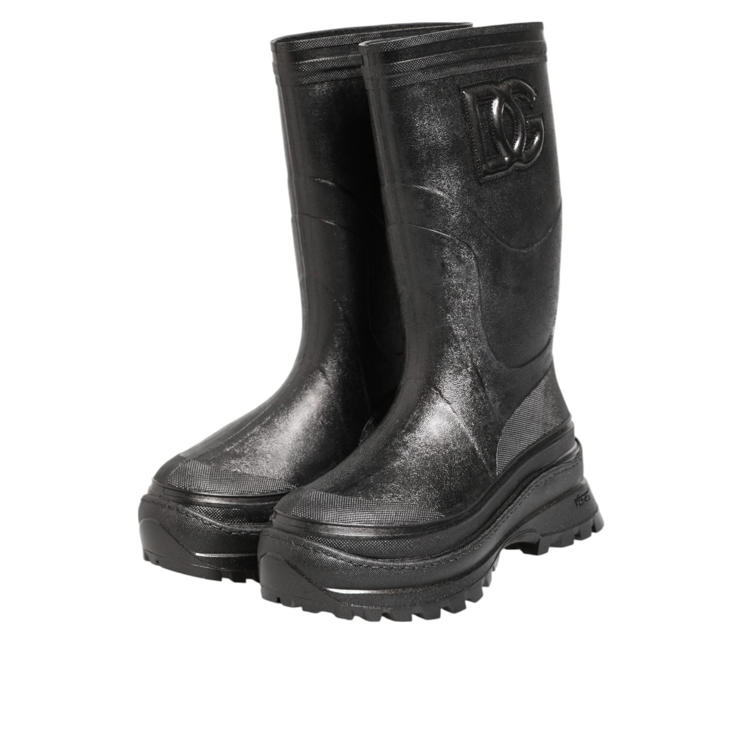 Dolce & Gabbana Metallic Black Pull On Rain Boots Men Shoes