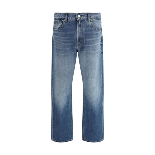 7FOR Blue Cotton Straight-Leg Jeans