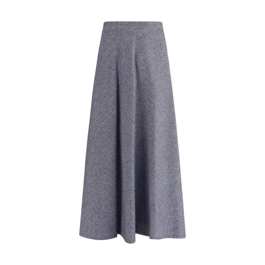 Sara Roka Blue Cotton Midi Skirt