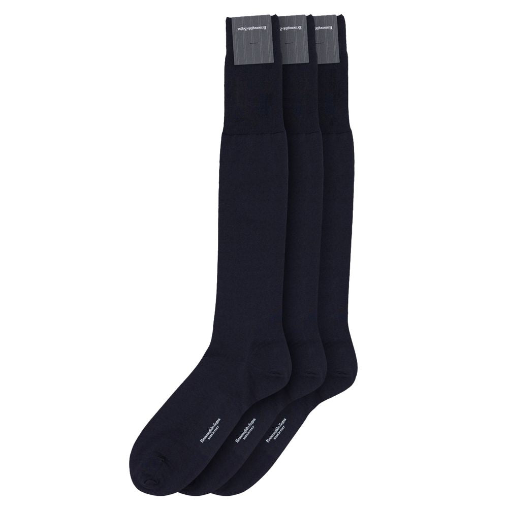 ZEGNA Navy Blue Wool Socks