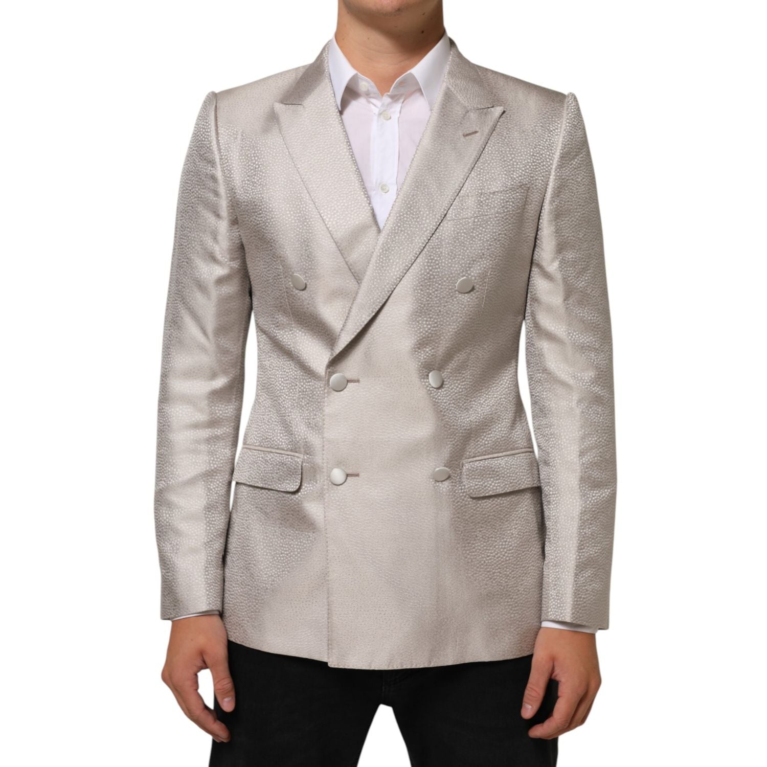Dolce & Gabbana Beige MARTINI Double-Breasted Suit Blazer