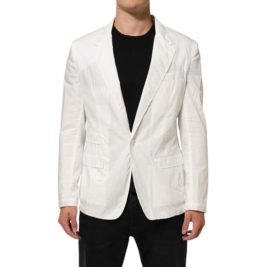 Dolce & Gabbana White Cotton 1 Button Men Suit Blazer