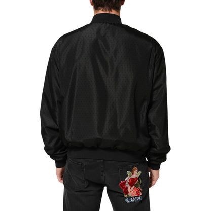 Dolce & Gabbana Black Acetate Full Zip Bomber Men Jacket