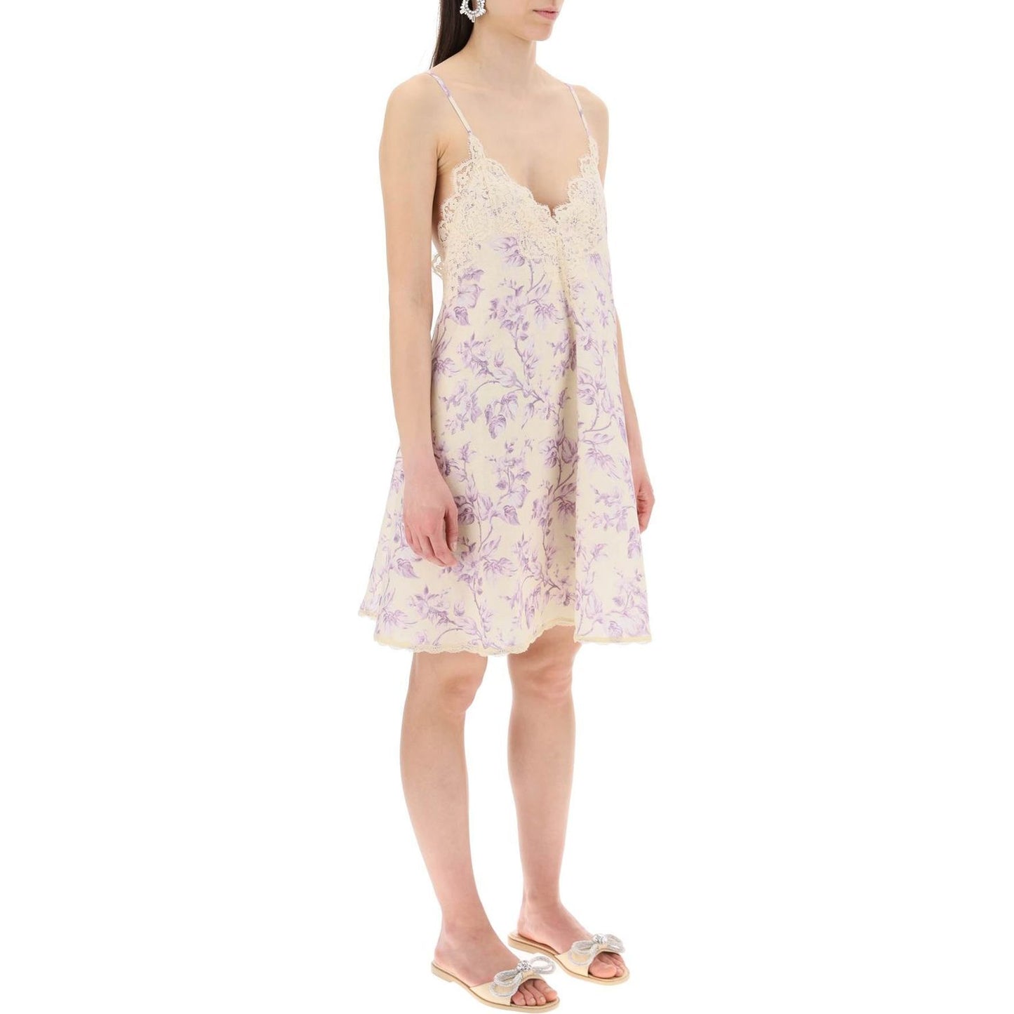 Zimmermann mini linen dress with lace trim Dresses Zimmermann