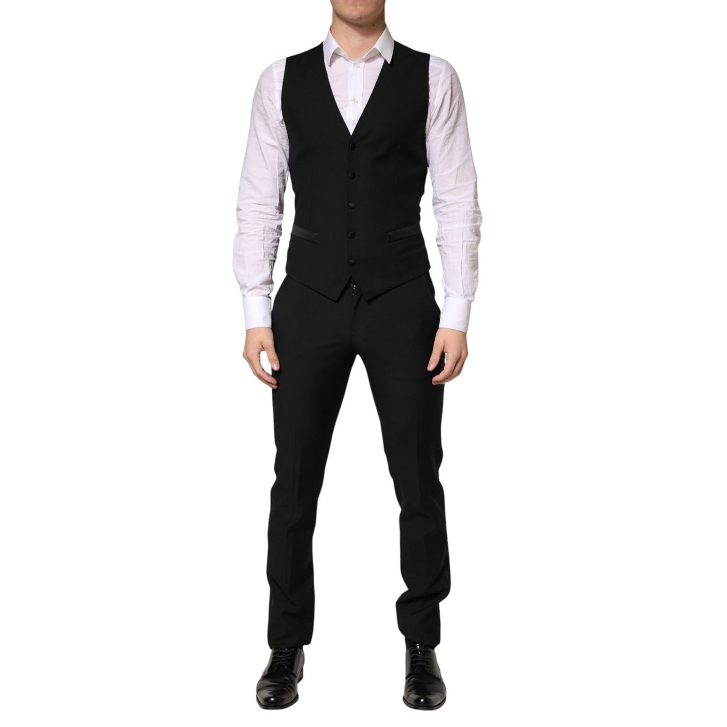 Dolce & Gabbana Black Wool Single Breasted 3 Piece Men Suit