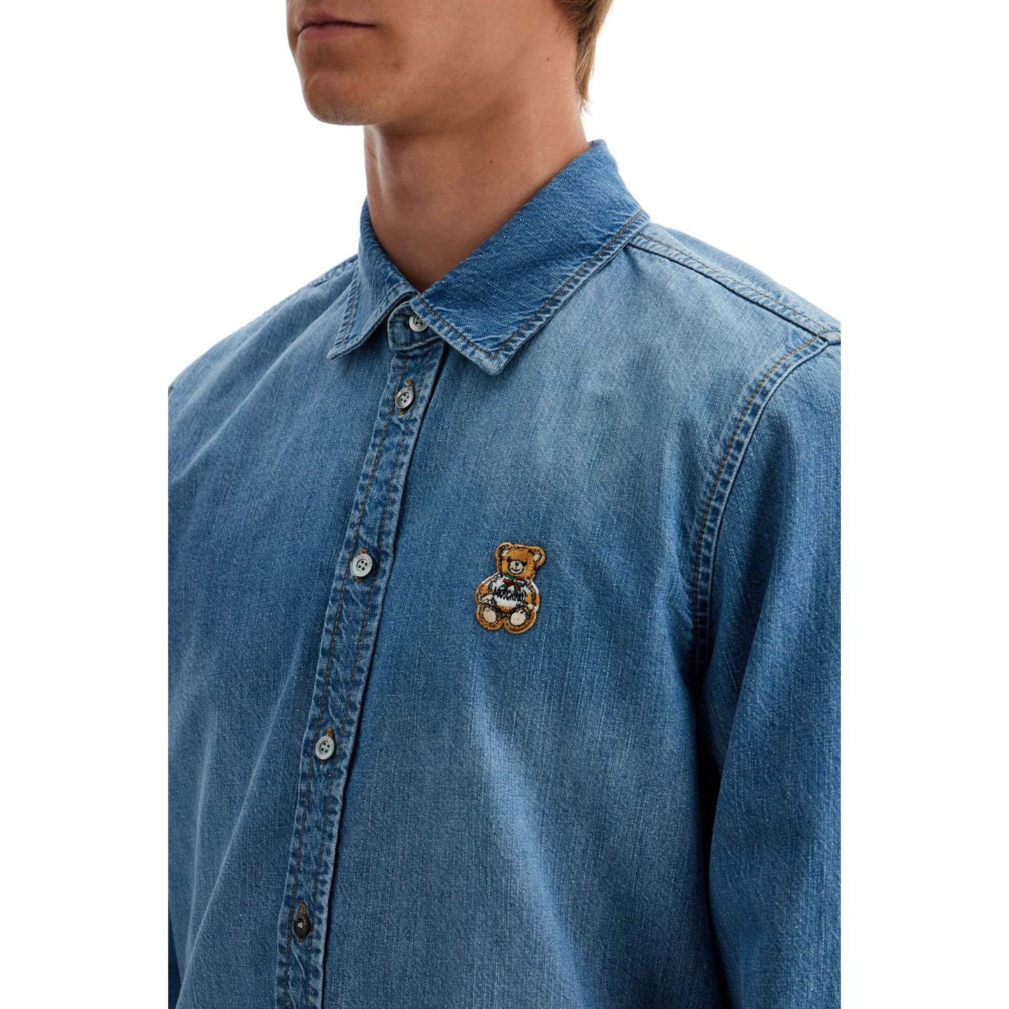 Moschino denim shirt with patch details Shirts Moschino