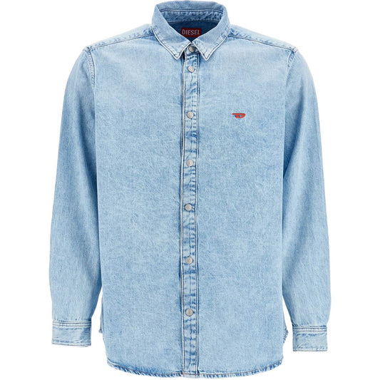 Diesel light blue denim shirt with logo on chest Shirts Diesel