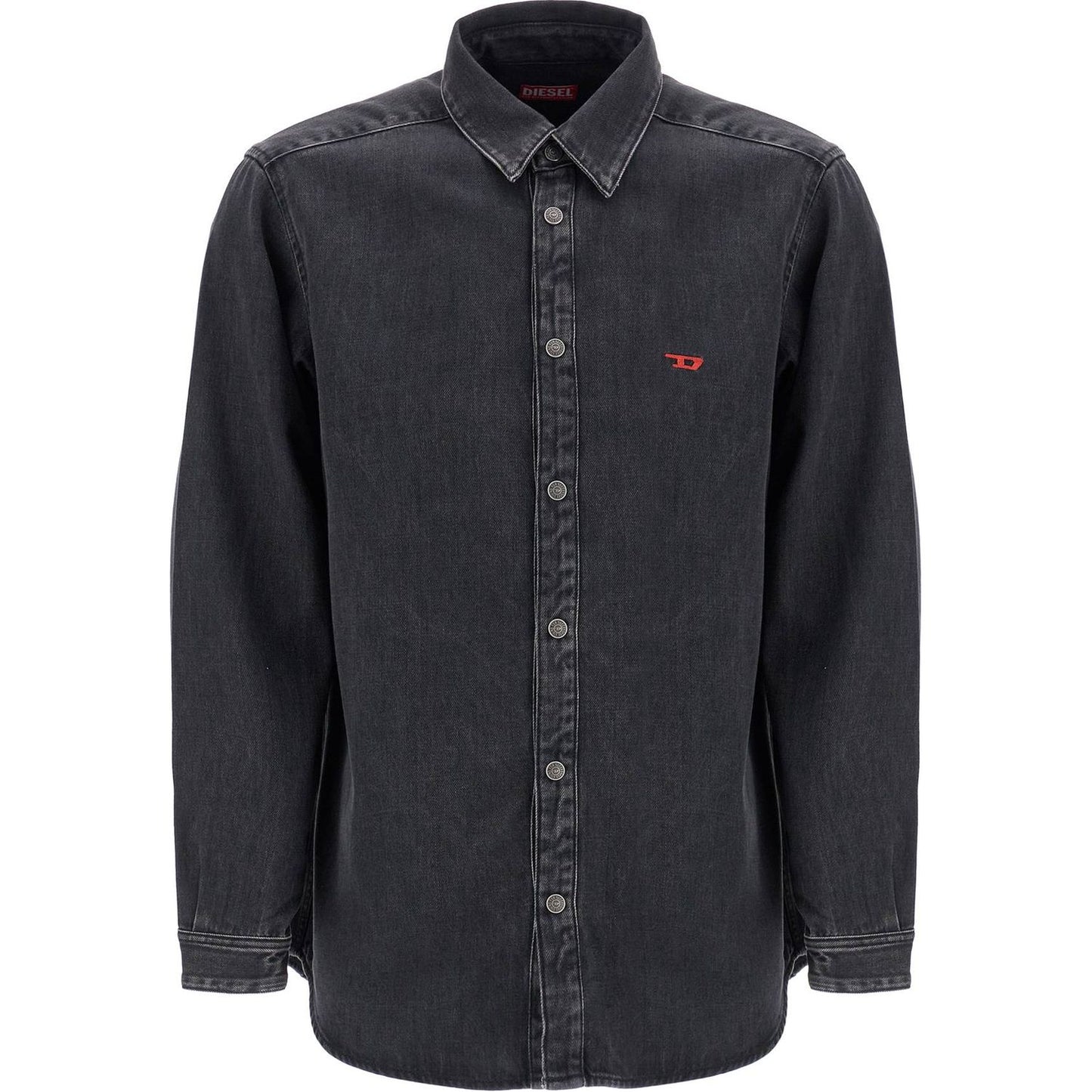 Diesel black denim shirt in cotton and lyocell with a faded effect Shirts Diesel