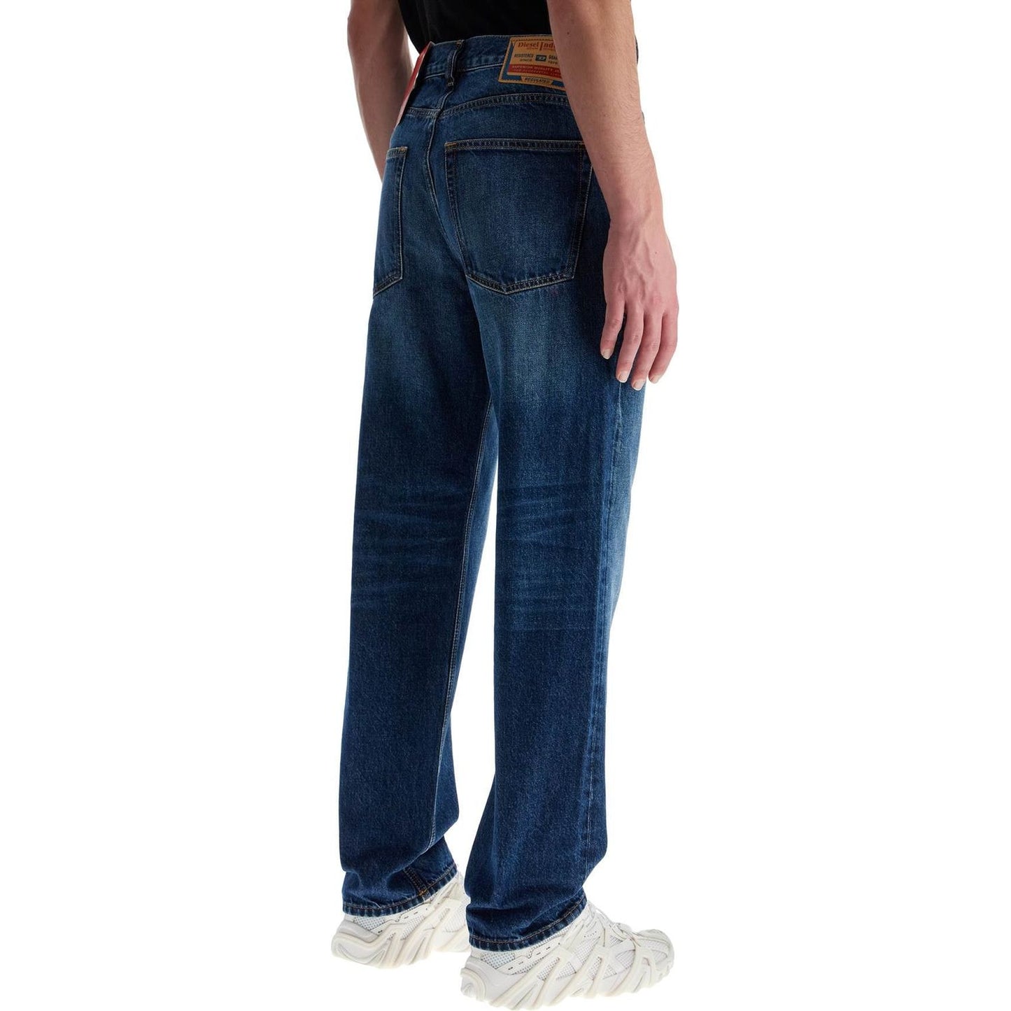 Diesel blue denim straight leg cotton jeans with contrast stitching Jeans Diesel