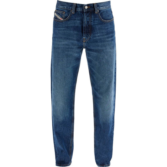 Diesel blue denim straight leg cotton jeans with contrast stitching Jeans Diesel