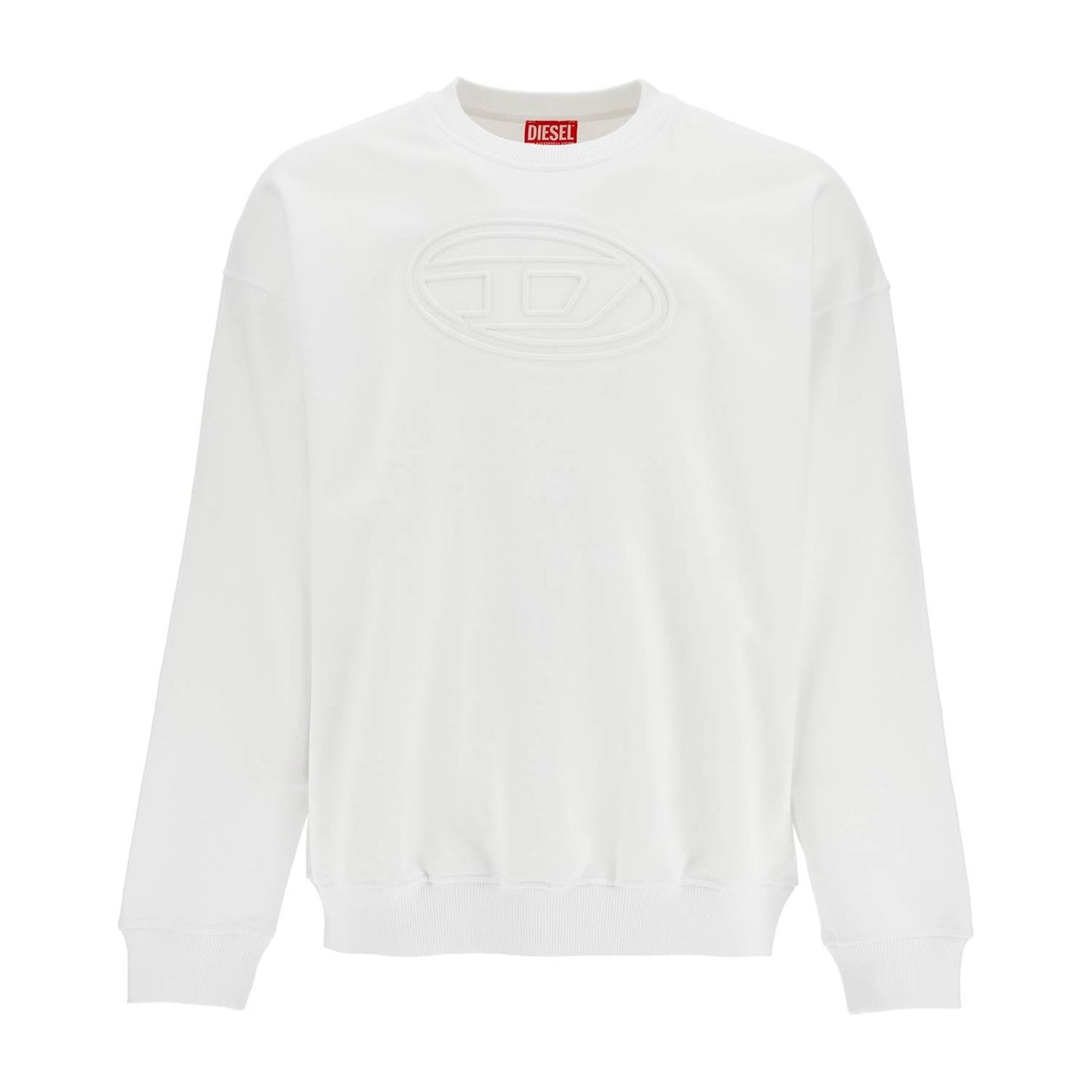 Diesel white cotton sweatshirt with raised logo for men Topwear Diesel