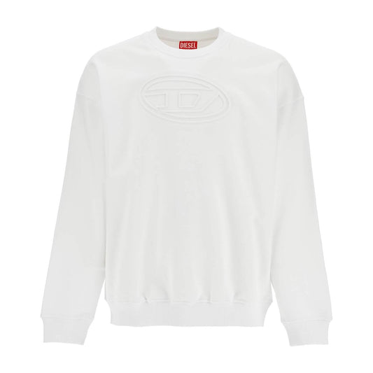 Diesel white cotton sweatshirt with raised logo for men Topwear Diesel