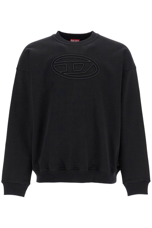 Diesel black cotton sweatshirt with embroidered s-mart-bigoval logo