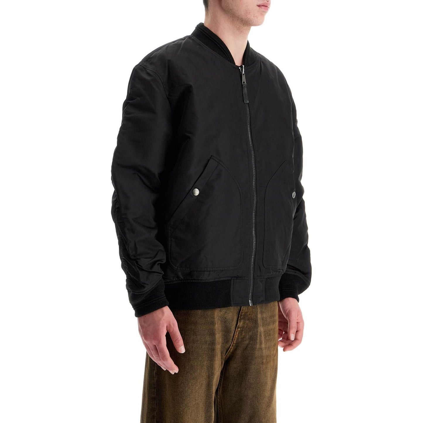 Diesel classic black nylon bomber jacket with zip and side pockets Jackets Diesel