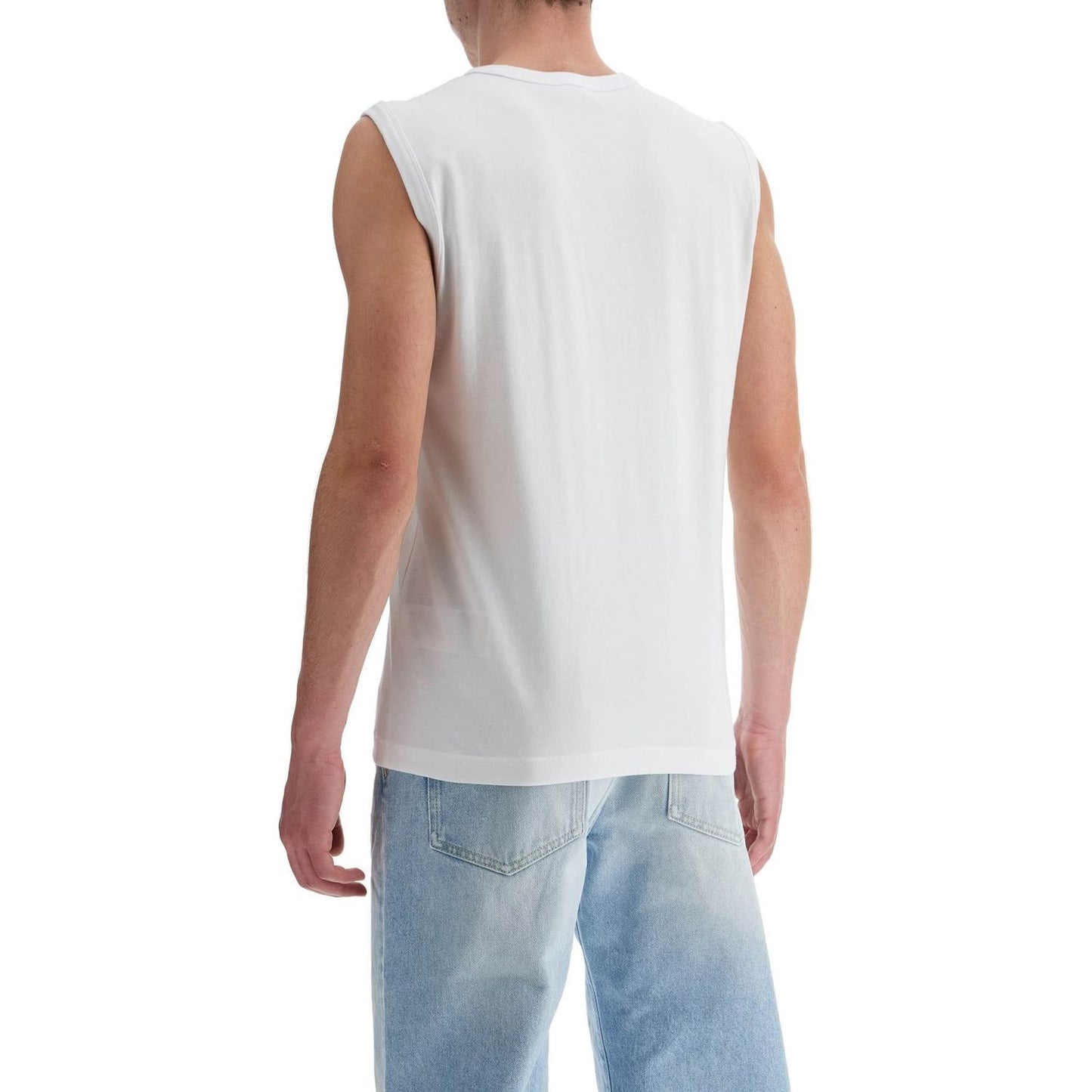 Diesel white cotton tank top with wide neckline Topwear Diesel