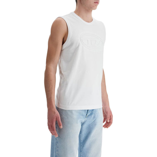 Diesel white cotton tank top with wide neckline Topwear Diesel