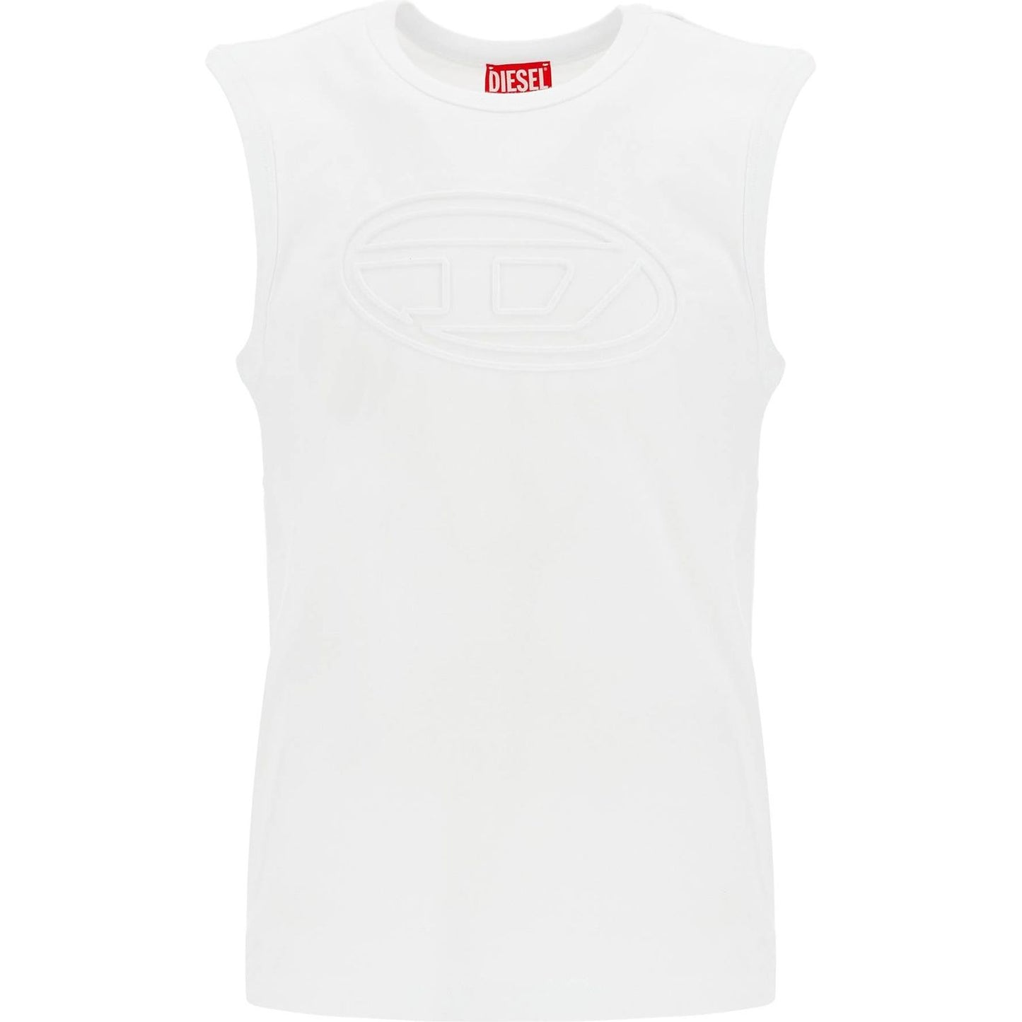 Diesel white cotton tank top with wide neckline Topwear Diesel