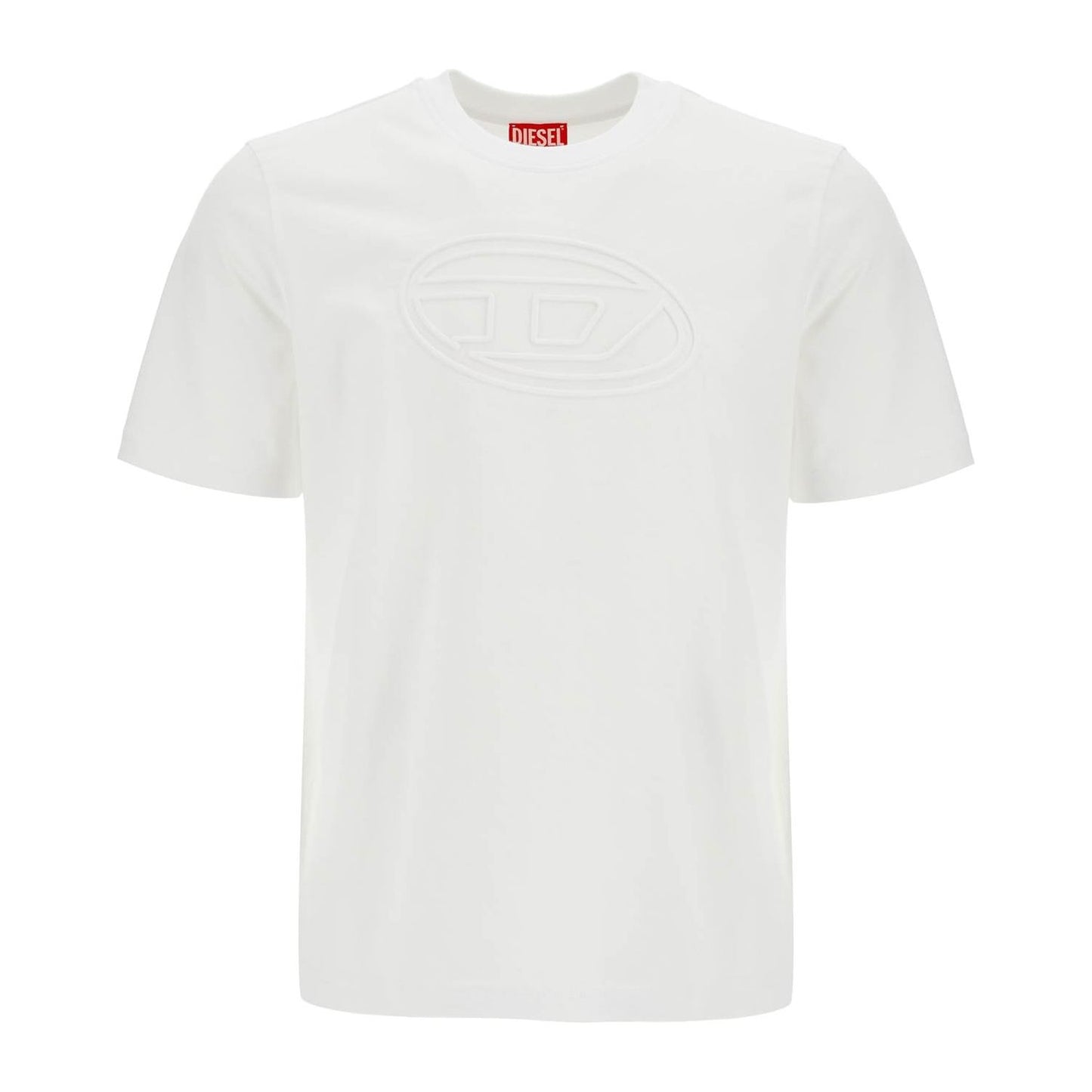 Diesel white cotton t-shirt with embossed logo t-adjust-bigoval Topwear Diesel