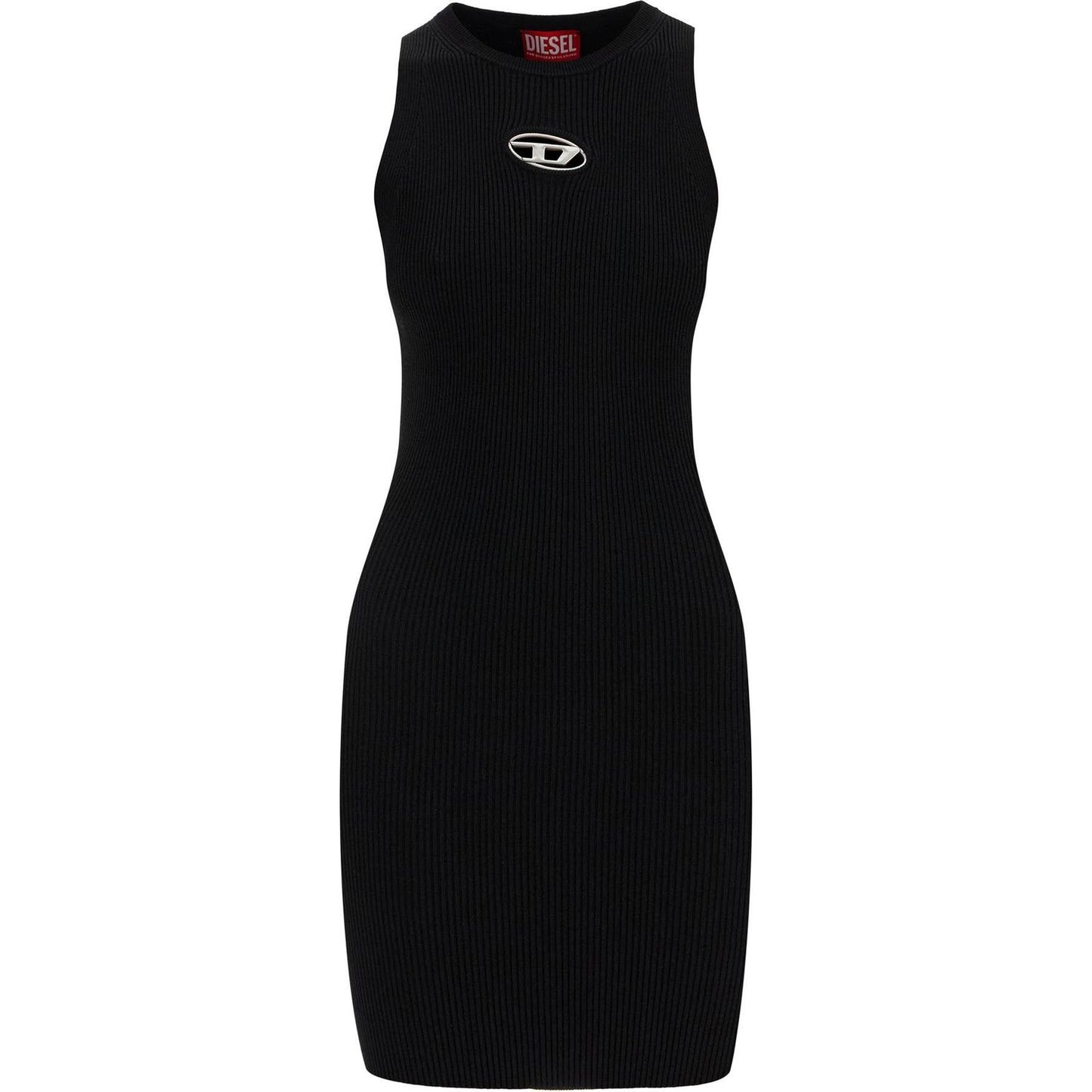 Diesel black ribbed viscose dress with wide neckline Dresses Diesel