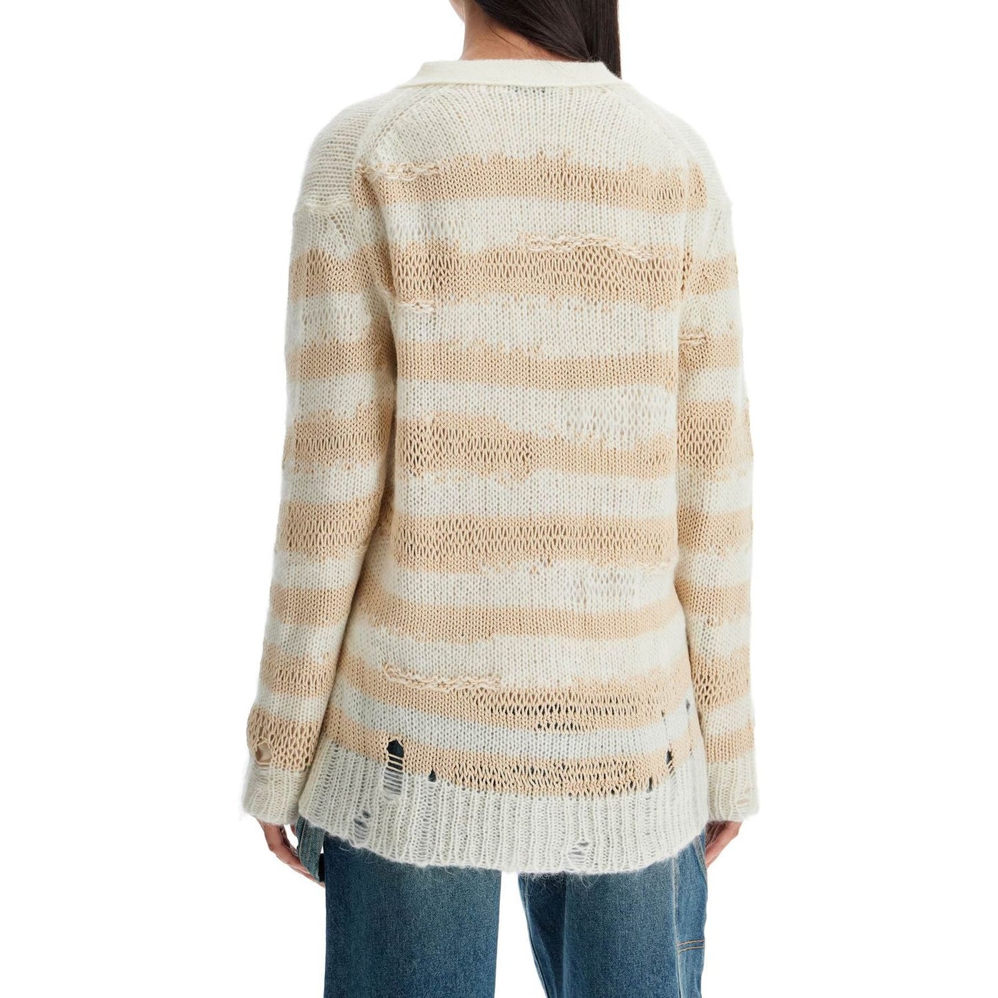 Acne Studios striped distressed oversized cardigan Knitwear Acne Studios