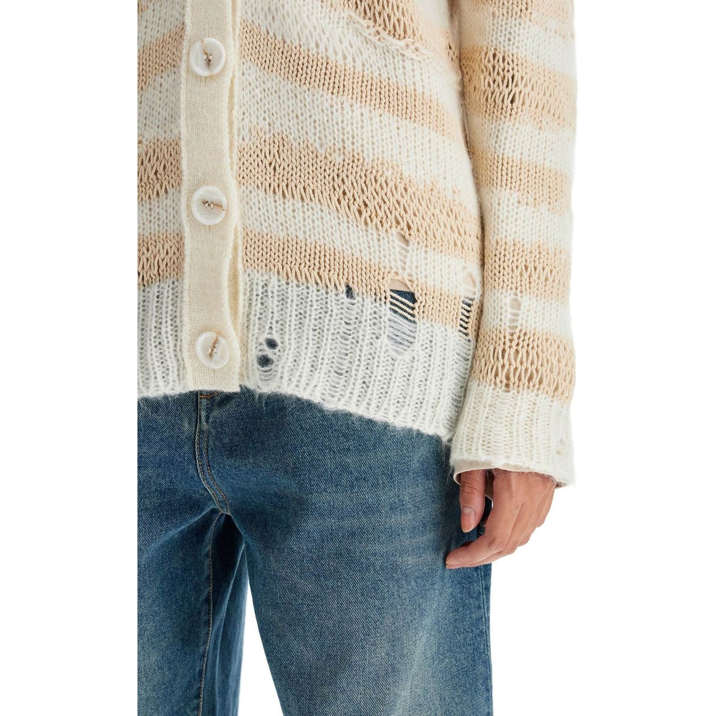 Acne Studios striped distressed oversized cardigan Knitwear Acne Studios