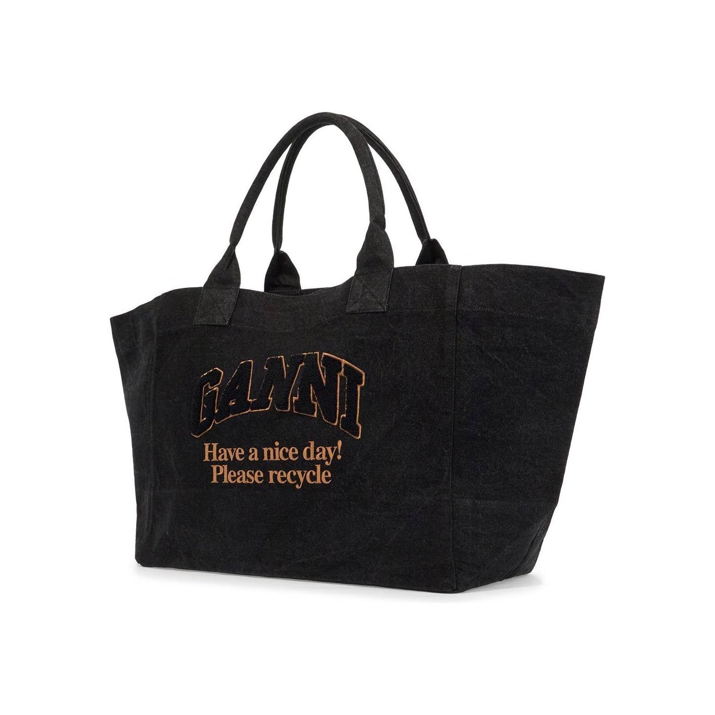 Ganni denim logo tote bag with 9 Shopper Ganni