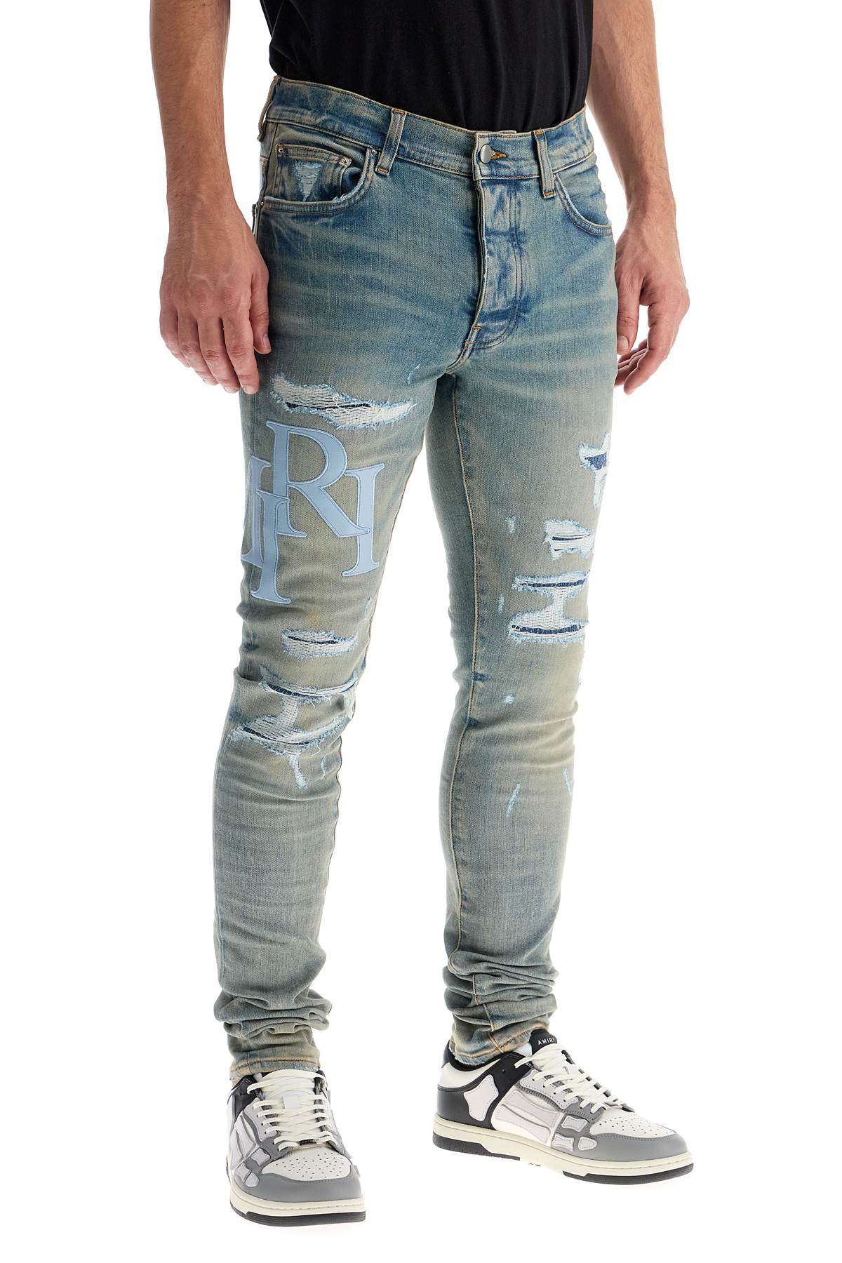 Amiri leather logo jeans with eight words Jeans Amiri