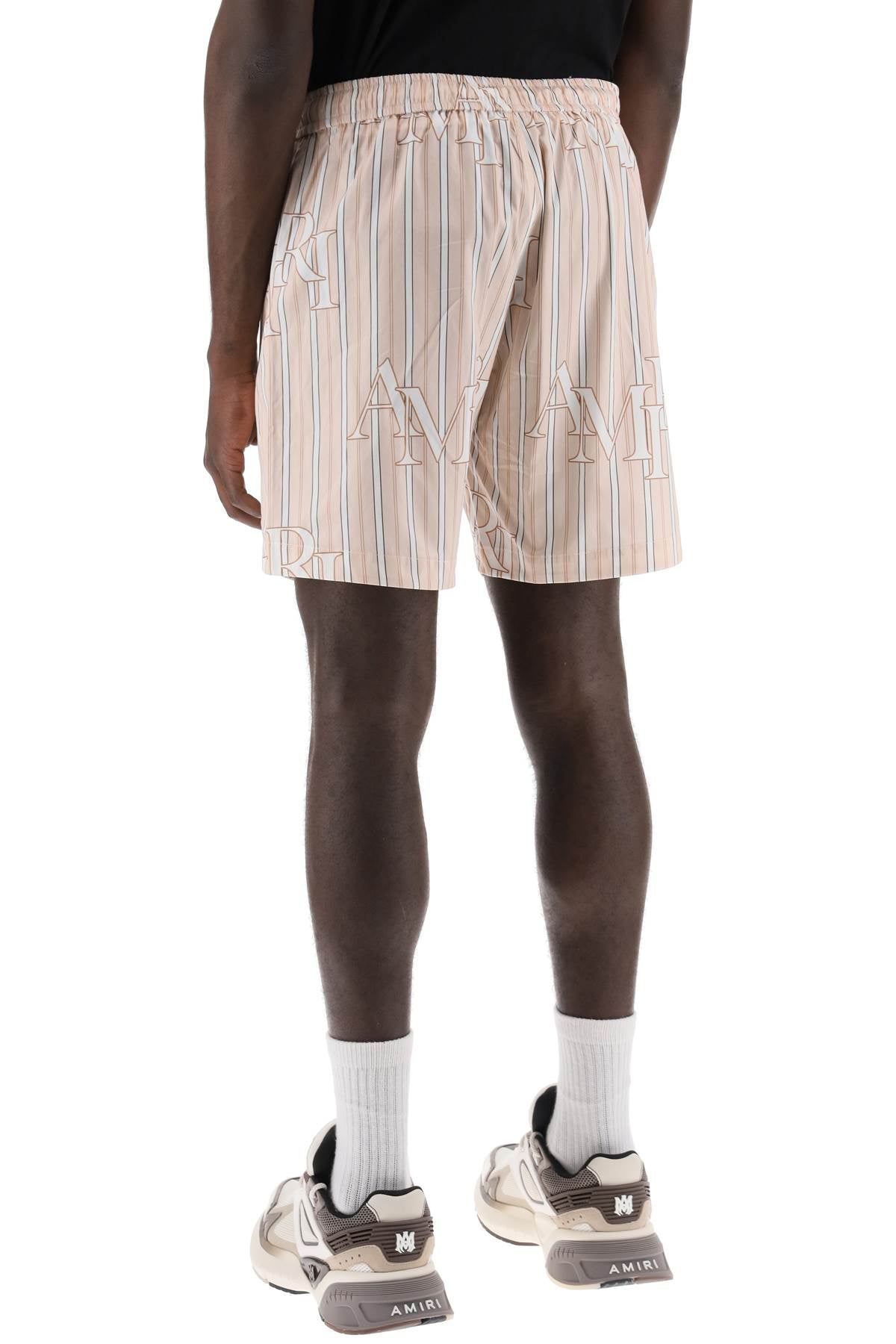 Amiri stripe technical poplin bermuda shorts with logo  "striped Short trousers Amiri